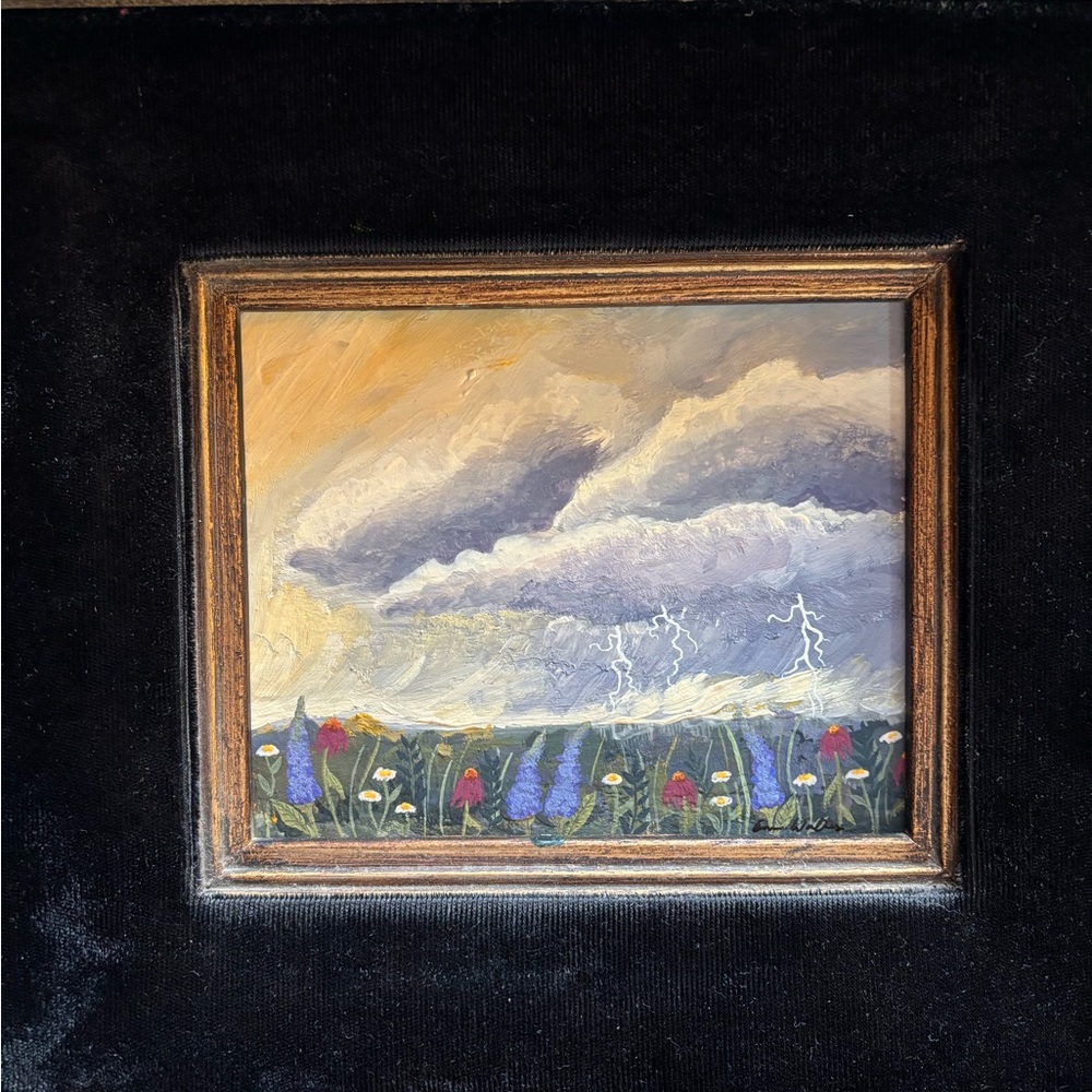 Original Thunderstorm Painting with Vintage Frame - Picture 4 of 11